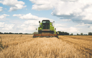 Farming equipment in field