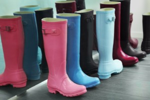 Collection of multicolored rubber rain boots